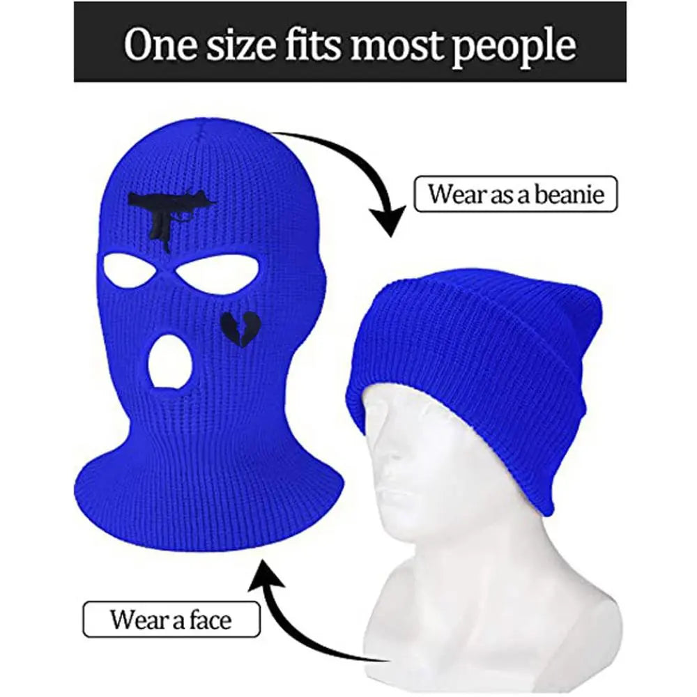 Men Balaclava Mask Hat Winter Warm Windproof Knit Beanies Bonnet Unisex Caps