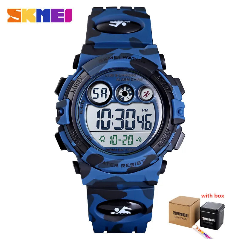 SKMEI Children LED Electronic Digital Watch Stop Watch Clock 2 Time Kids