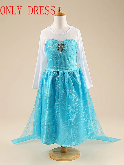 Princess Girl Dresses Snow Queen Elsa Costume for Kids Cosplay Dress Up