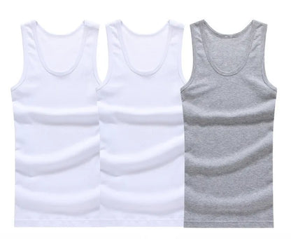 3pcs/Lot Cotton Mens  Underwear Sleeveless Tank Top Solid Muscle Vest