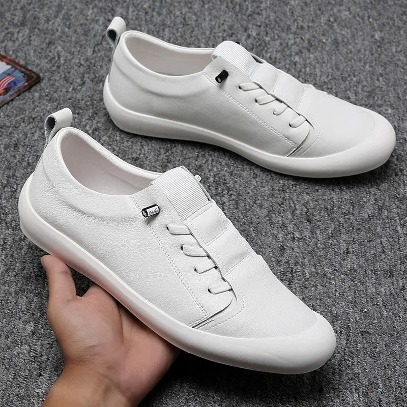 Genuine Leather Shoes Men Footwear Casual Male Footwear Fashion Brand White.