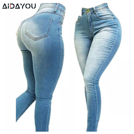 Womens Stretchy High Waisted Jeans Big Butt Hips Jean Denim Pull Up Pants