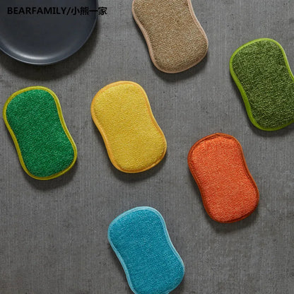 10PCS Cleaning Microfiber Sponge for Dishwashing Kitchen Bathroom Rust Removing