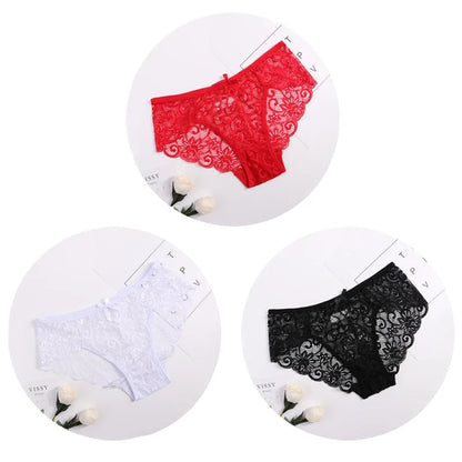 3pcs/Set Women Underwear Sexy Lace Transparent Panties Tempting Pretty Briefs