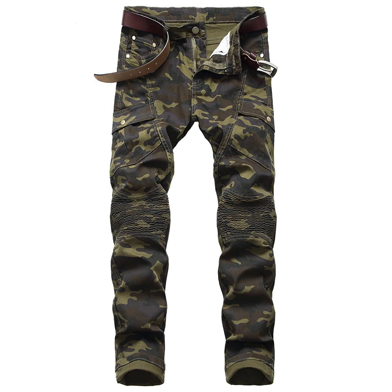 Mens Joggers Military Camouflage Cargo Denim Jeans Fashion Trousers