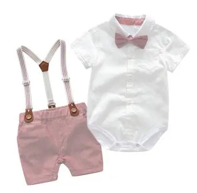 Newborn Baby Boy Bow Formal Romper Clothes Suits Gentleman Party Suit Soft