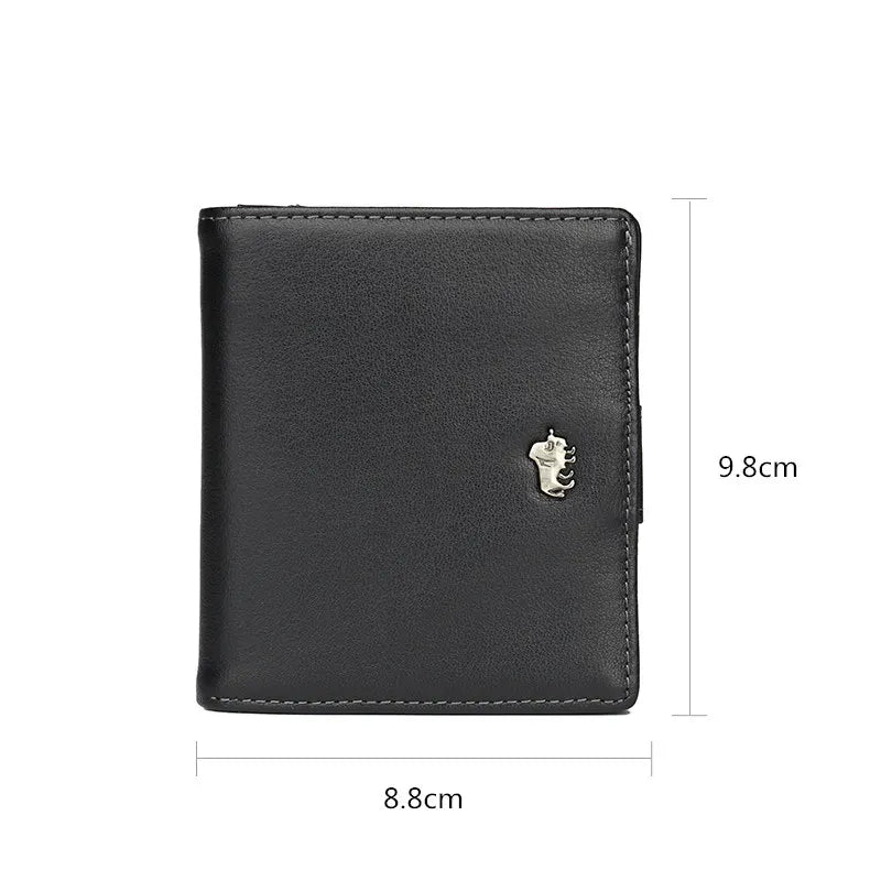 BISON DENIM Fashion Purse Men's Genuine Leather Wallet RFID Blocking Mini Wallet