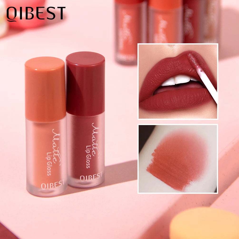 QIBEST 1Pc Velvet Matte Liquid Lipstick Nude Lipgloss Makeup Natural