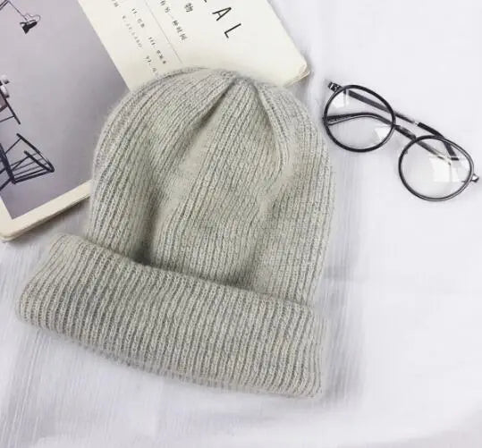 Autumn Winter Rabbit Hair Winter Skullies Hat Fashion Warm Beanies Hats Casual