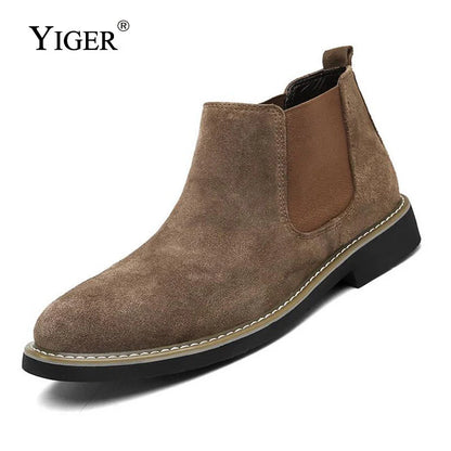 YIGER NEW Men Chelsea Boots Ankle Boots Fashion Men's Male