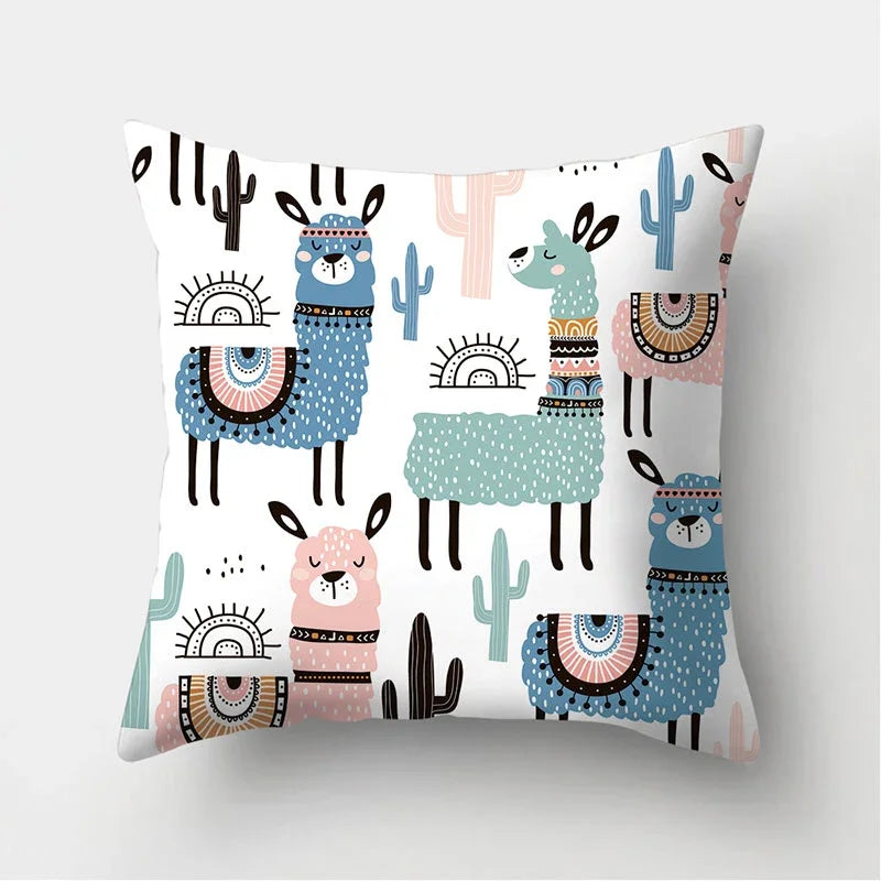 Dinosaur Alpaca Owl Panda Decorative Cushions Pillowcase Polyester Cushion Cover