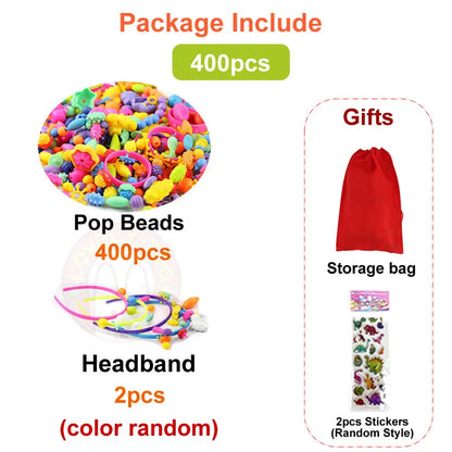 Child Pop Beads Girls Toys Creativity Needlework Kids Crafts