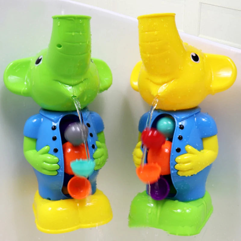 Kids Shower Bath Toys Cute Yellow Duck Waterwheel Elephant Toys Baby Faucet