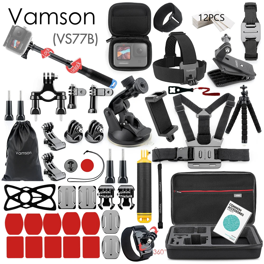 Vamson for Gopro Accessories Set for Go Pro Hero 11 10 9 8 7 6 5 Kit Selfie