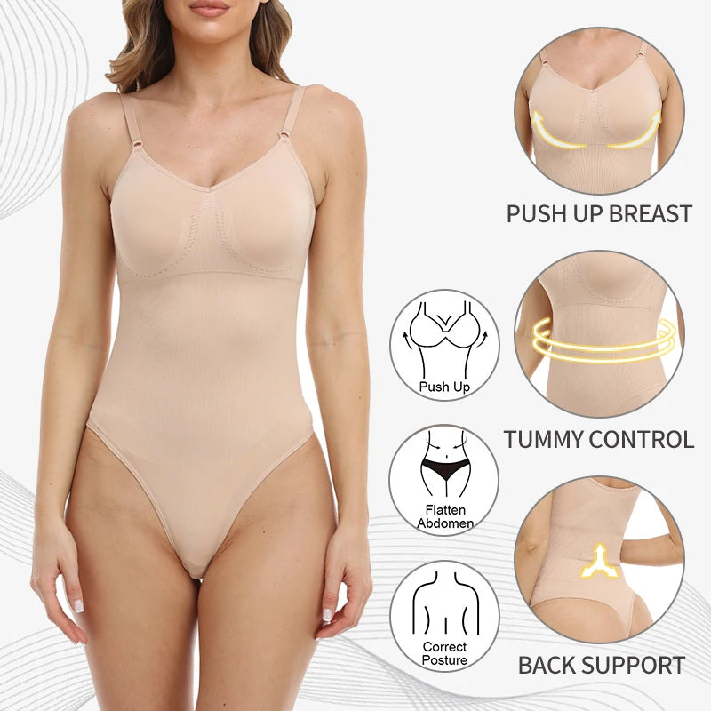 Seamless Thongs Bodysuit Women Shapewear Tummy Control Butt Lifter Body Shaper