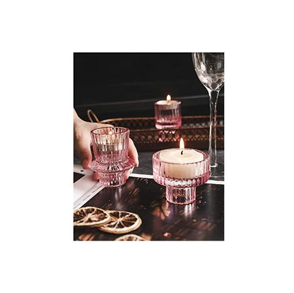 Glass Candle Holders Set of 3- Home Decor Dining Room Table Wedding Centerpiece