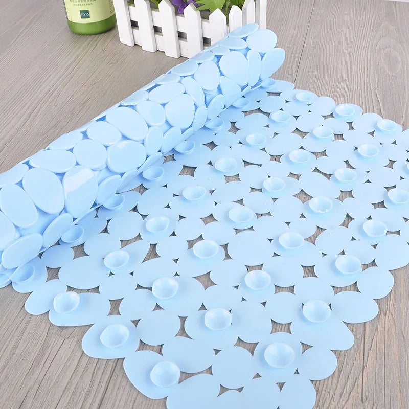 Bath Mat PVC Large Bathtub Safety Shower Non-Slip Mats With Suction Cups Pebbles