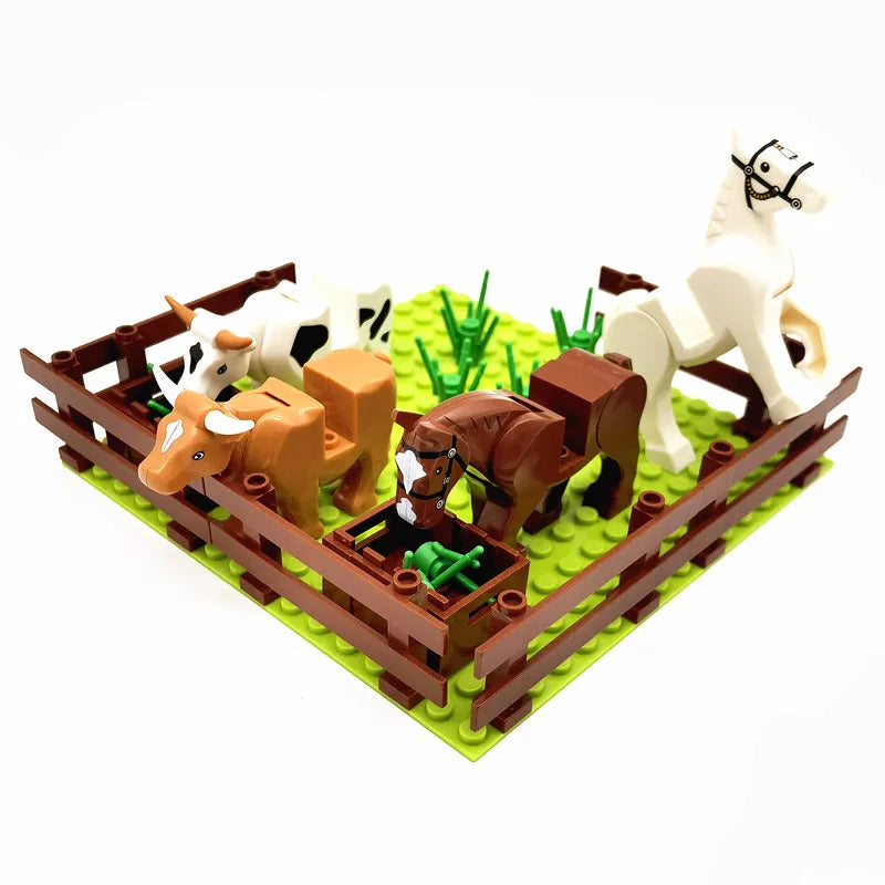 Farm Animals Trees Plants Building Blocks for Kids MOC Compatible