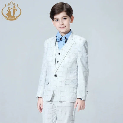 Kids Plaid Wedding Blazer Suit Brand Flower Boys Formal Tuxedos School Kid