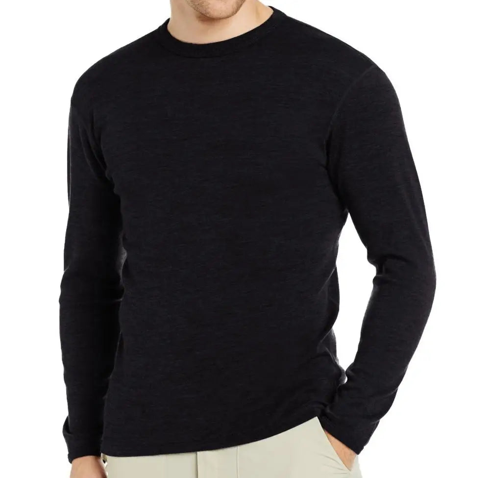 Male Pure 100% Fine Merino Wool Men's Long Sleeves Thermal Warm Tops Clothing