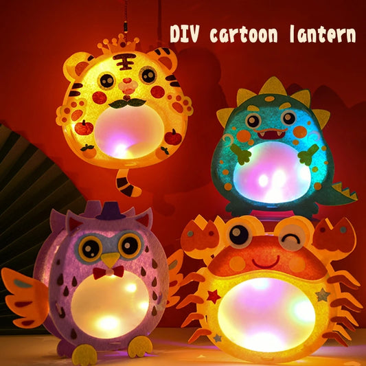 Cute DIY Cartoon Animals Lantern Children Felt Handcrafts New Year Mid-Autumn