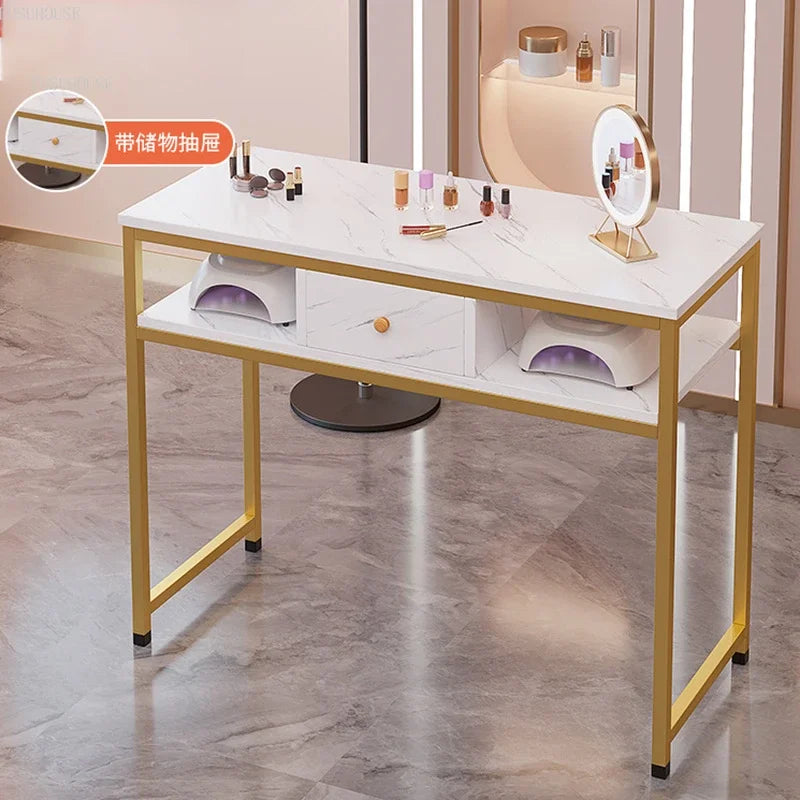 Nordic Single Nail Tables Modern Double Manicure Designer Marble