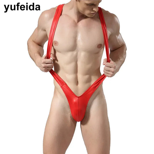 Hot!New Yufeida Men's Undershirts Wrestling One Piece See Through Bodysuits