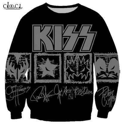 HX Rock Singer KISS Band Sweatshirt 3D Print Men Fashion Casual Long Sleeve