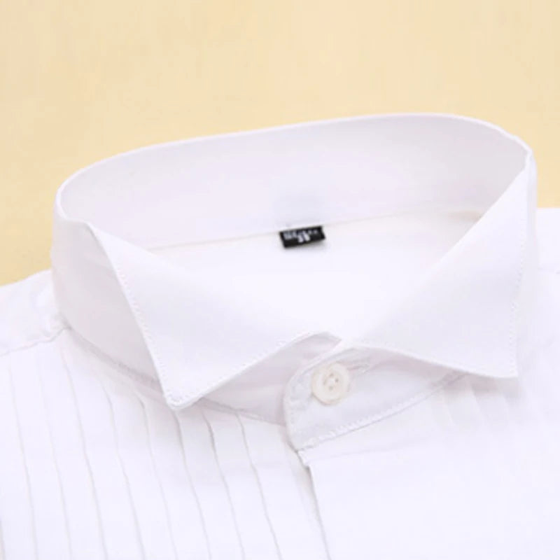 Men's French Cuff Tuxedo Shirt Solid Color Collar Shirt Men Long Sleeve shirt