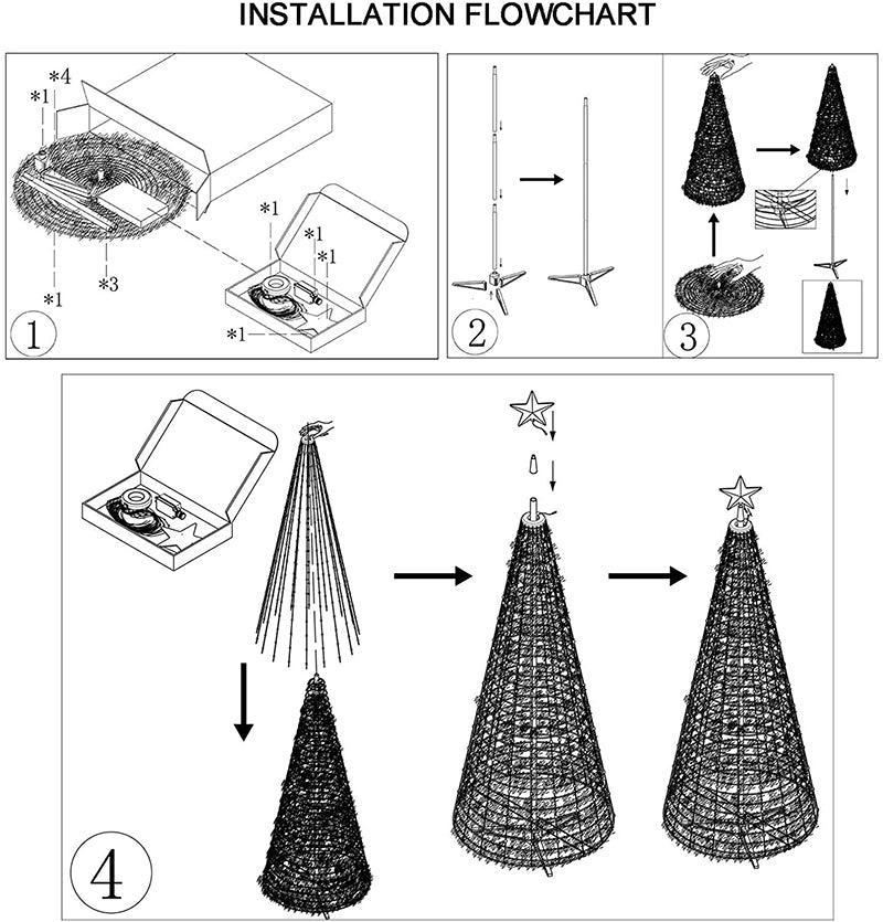 New Arrival Easy Assembly Foldable Artificial Christmas Tree With Star IP65 RGB