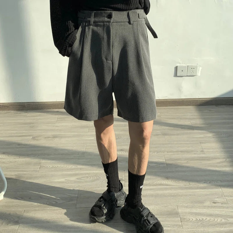 Summer Grey/Black Suit Shorts Men Fashion Society Mens Dress Shorts Korean