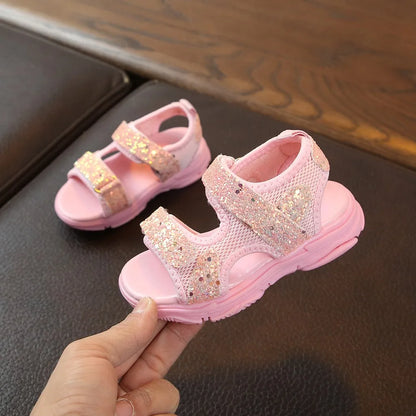 TELOTUNY Sandals Children Baby Girls Boys Mesh Sequins Thick Bottom Summer