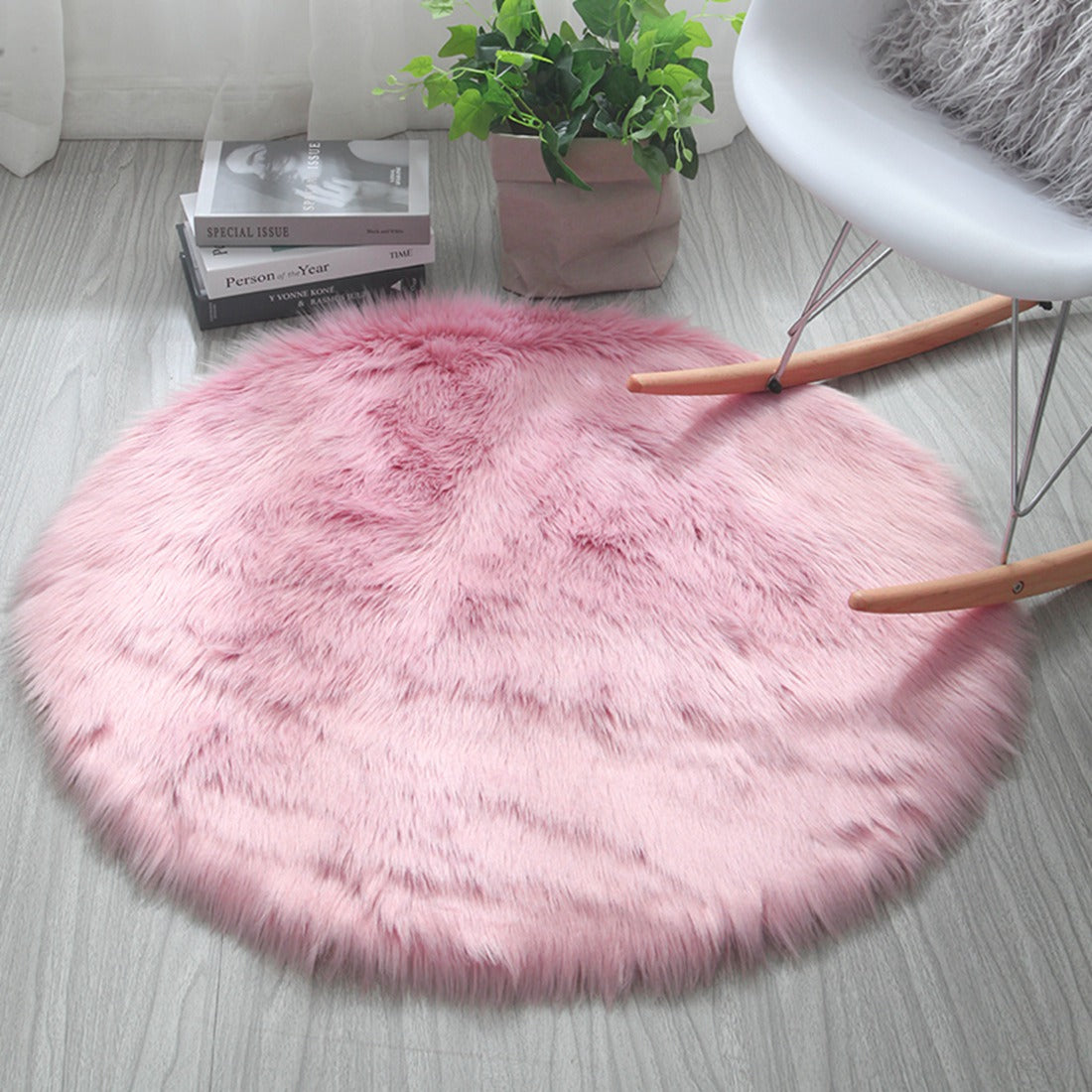 Shag Soft Rug Polyester Doormat 1.97'*1.97' Inch Shaggy Area Rug for Bedroom