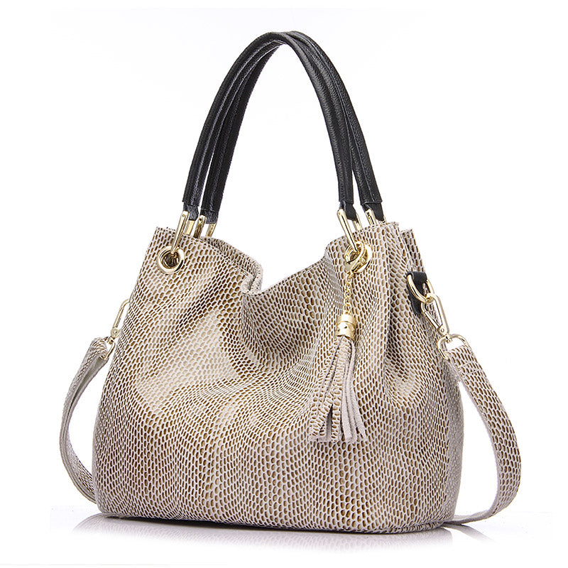 REALER High Quality Leather Tote Hand Bag Ladies Serpentine Shoulder Messenger