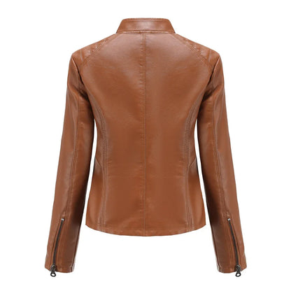 Faux Leather Jacket Women 2024 Spring Autumn Moto Biker Zipper Jacket