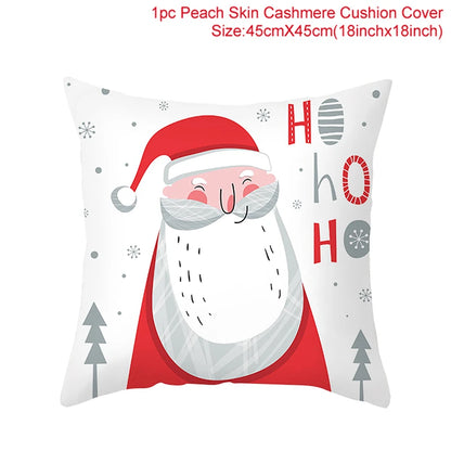 Merry Christma Decorations for Home Reindeer Santa Claus Tree Cushion Cover