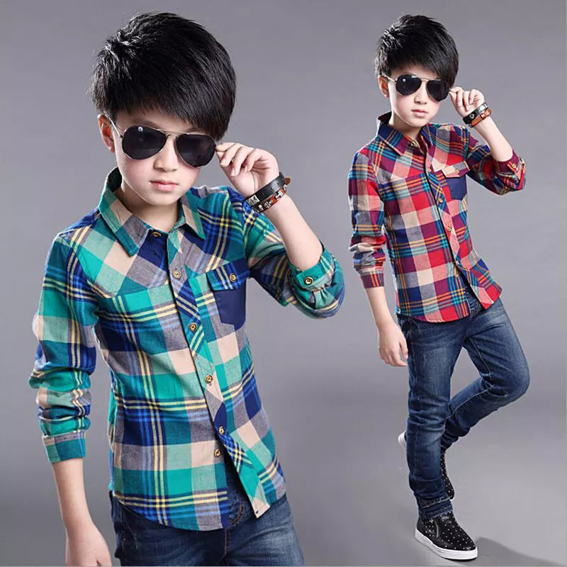 New 2024 Spring Cotton Kids Clothes Fashion Casual Handsome Shirt for Children