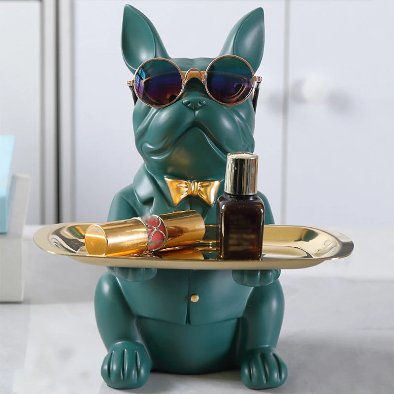 French Bulldog Sculpture Dog Statue Jewelry Storage Table Decoration Home Decor