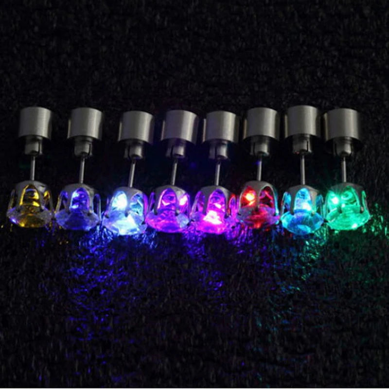 1pc Light Up Led Stainless Steel Men Earring New Year Gift