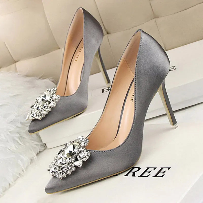 BIGTREE Shoes Rhinestone Women Pumps Stiletto Women Shoes Sexy High Heels