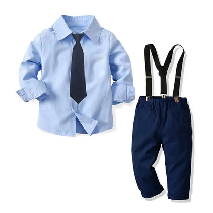 Kids Baby Boy Gentleman Suits Formal Cotton Long Sleeved Bow Tie+ Shirt+