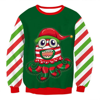 HX Animals Christmas Sweatshirt 3D Graphics Christmas Alpaca Pullovers