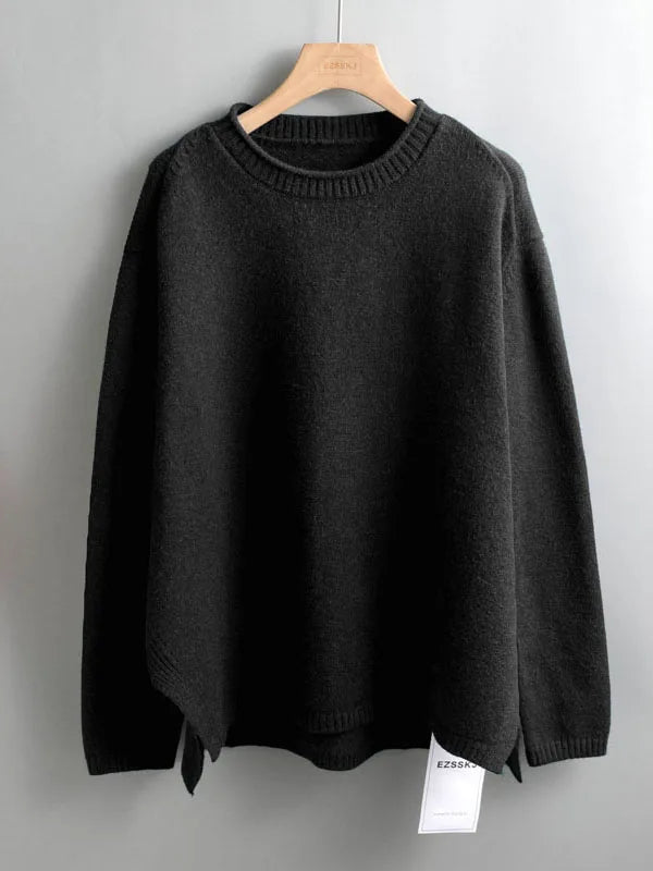 O-Neck Oversize Thick Sweater Pullovers Women Loose Cashmere Turtleneck Sweater