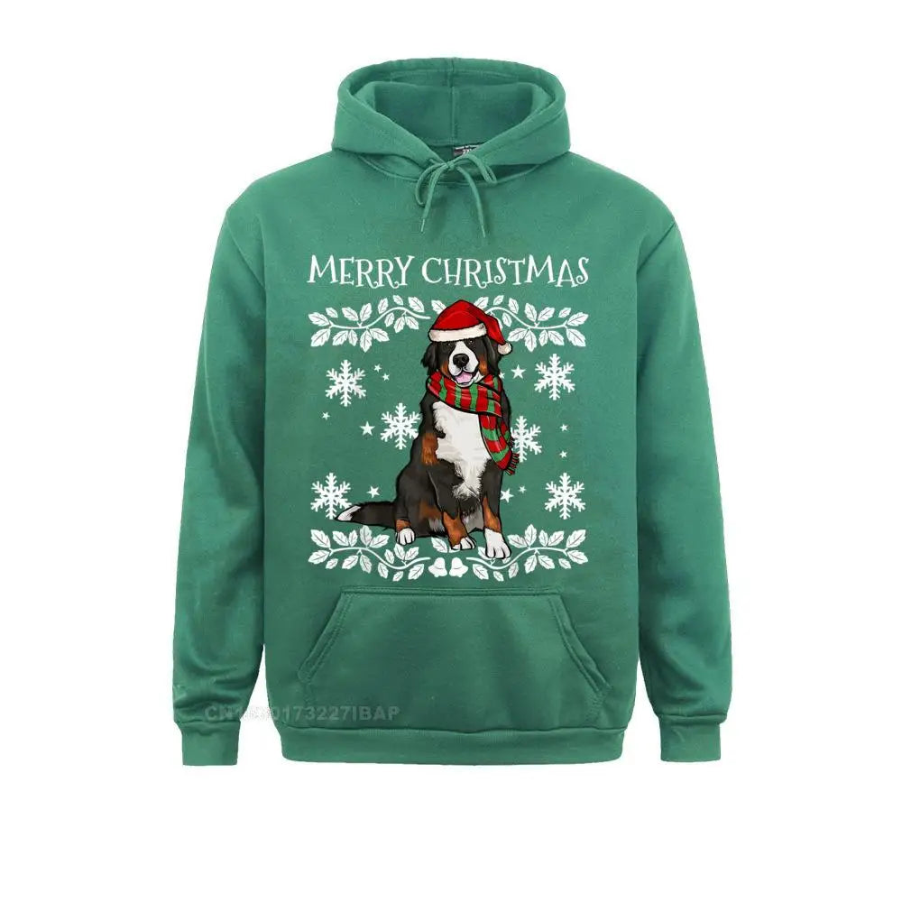 Merry Christmas Ornament Bernese Mountain Dog Xmas Santa Pullover Hoodies