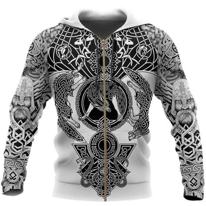 Fenrir Wolf Valknut Tattoo 3D Printed Men Hoodies Harajuku Hooded Sweatshirt