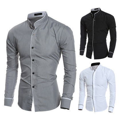 Wholesale Casual Plain Color Men's Shirts Long Sleeve Mens Button Up Shirts