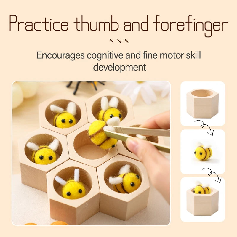 Montessori Honeycomb Wooden Toys Bee Educational Toys