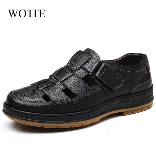 WOTTE Classic Sandals  Men Genuine Leather Sandalias