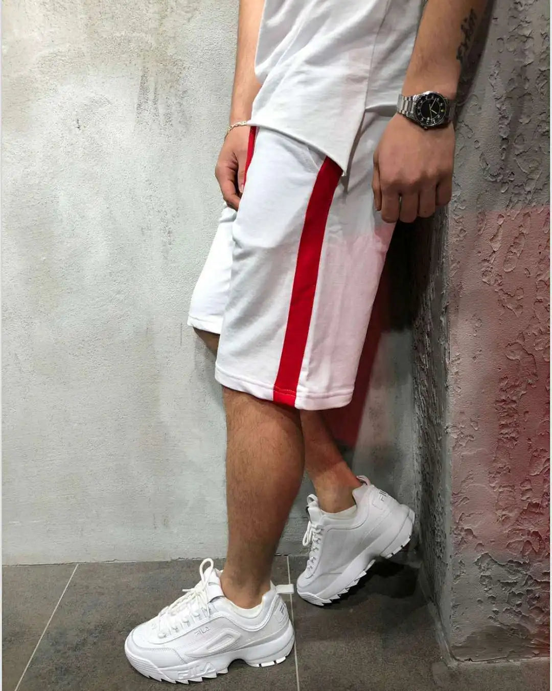 Wholesale Sport Jogger Shorts  Patchwork Stripe Side Casual Mens Shorts Half