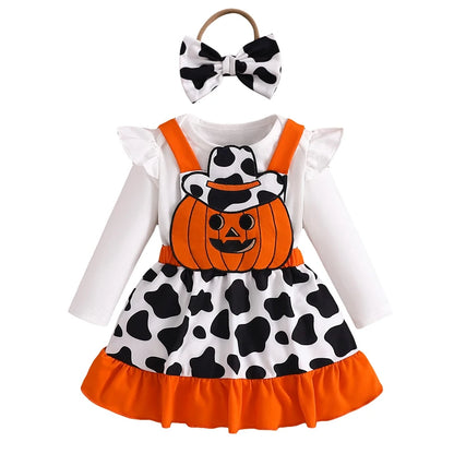 2024-05-28 Lioraitiin Baby Girls Halloween Skirt Set Flying Sleeve